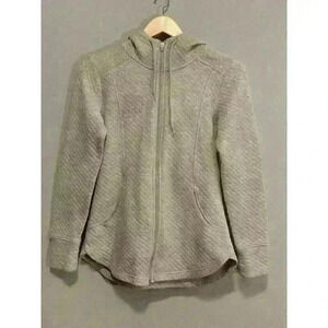 RBX Womens Gray Hoodie Full Zip Sweatshirt Quilted Jacket  Sz XS Reebok